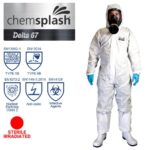 Sterils kombinezons Chemsplash Delta 67 2766, 5B/6B tips, balts (1 gab.)